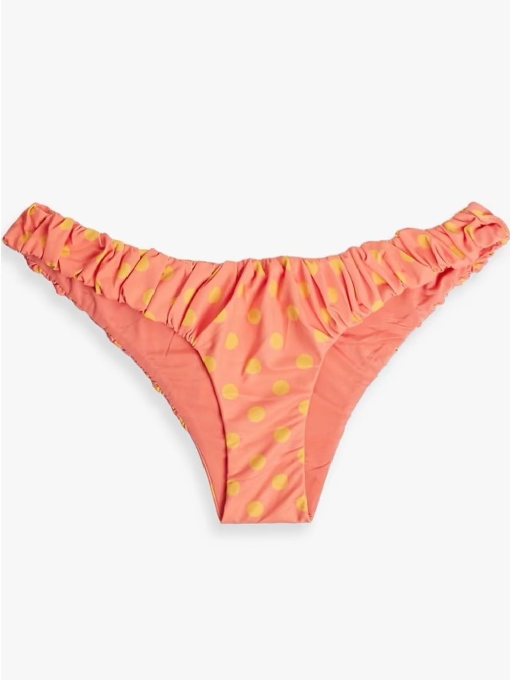 NWT Caroline Constas ‘Dorit’ Gathered Bikini Bottoms in Salmon/Orange Polka Dot